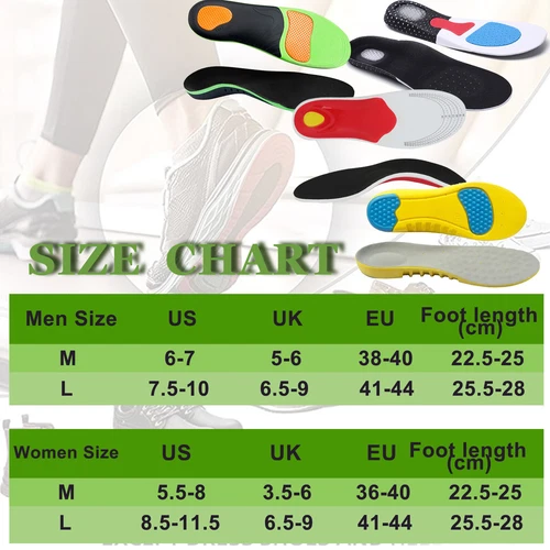 Orthotic Shoe Insoles Inserts Flat Feet High Arch Support Sports For Men & Women - Picture 2 of 25