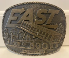 Vtg East Truck Trailer Manufacturer Randolph Ohio Belt Buckle Brass Advertising