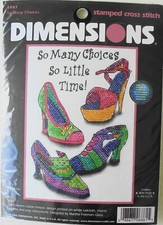 Dimensions So Many Choices Shoes 7" X 5" Stamped Cross Stitch Kit Sealed