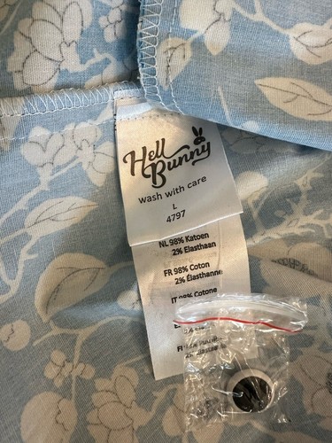 Hell Bunny Daphne Retro Pinup Daisy Summer Dress Size L Blue Fit & Flare NWT - Picture 9 of 12
