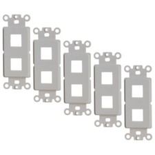 5 Pcs 2-Port Single Gang Decora Style Keystone Insert Wall Plate Faceplate White