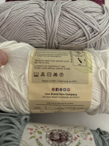 Truboo Rayon From Bamboo Yarn Lt. Blue Silver Purple White 4 Skein Lot - Picture 8 of 10