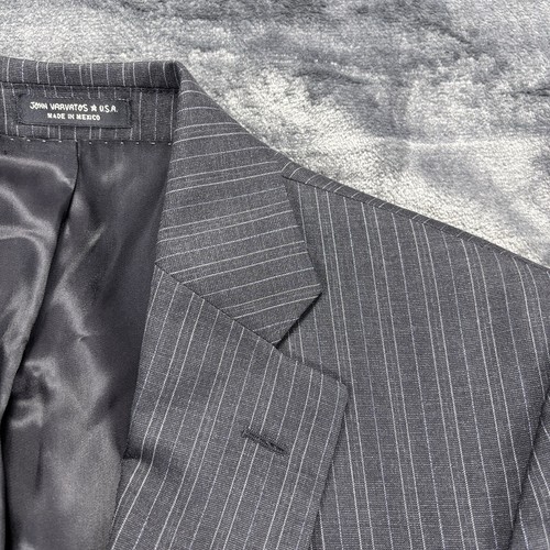 Blazer John Varvatos EE. UU. Talla 36R Gris Blanco Rayas Lana 120s Chaqueta Sullivan - Imagen 16 de 17