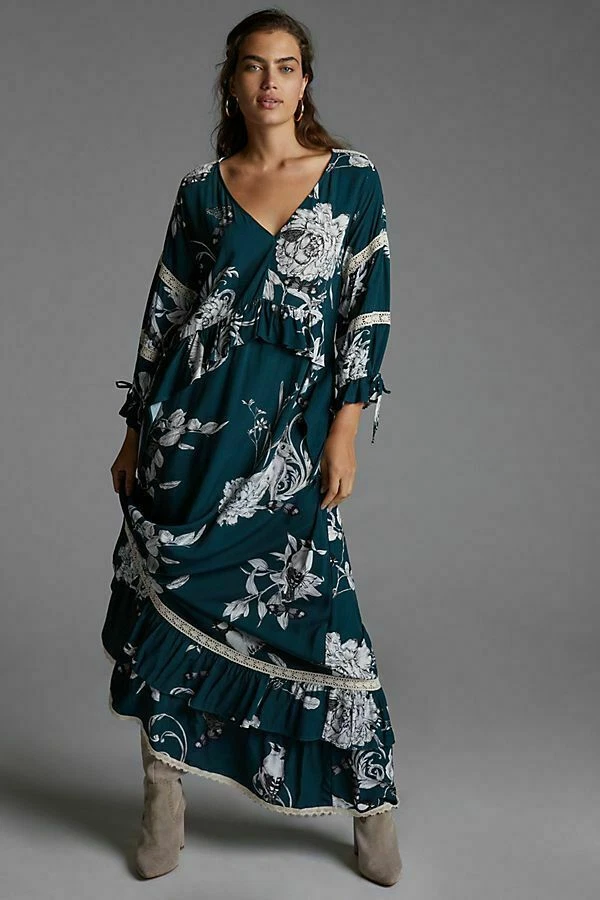 anthropologie green lace dress Anthropologie Antoinette Seafoam Green Lace Ruffle Midi Dress main image 1