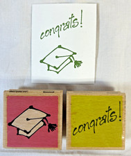Vap! Scrap Graduation Stamp Lot of 2-Congrats!-Graduation Cap-Card Making-Crafts