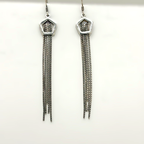 Silver 925 Long Dangle Chain Statement Earrings | eBay