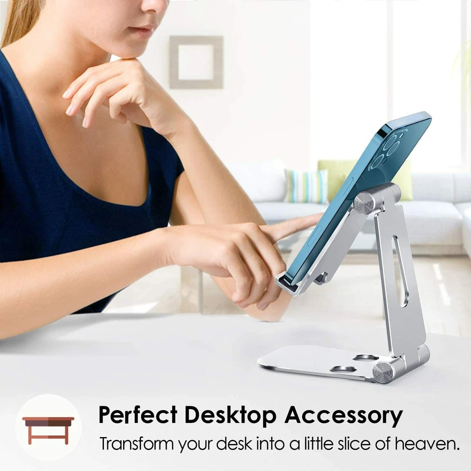 Adjustable Folding Cell Phone Stand Holder Mount Desk Dock For iPhone Samsung - Image 3 of 4