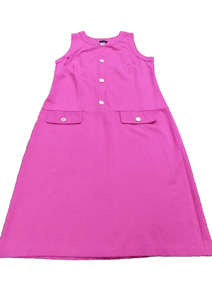 Talbots Retro Sleeveless Fuchsia Pink Gold Button front Dress Sz 12 Knit  PRETTY! | eBay