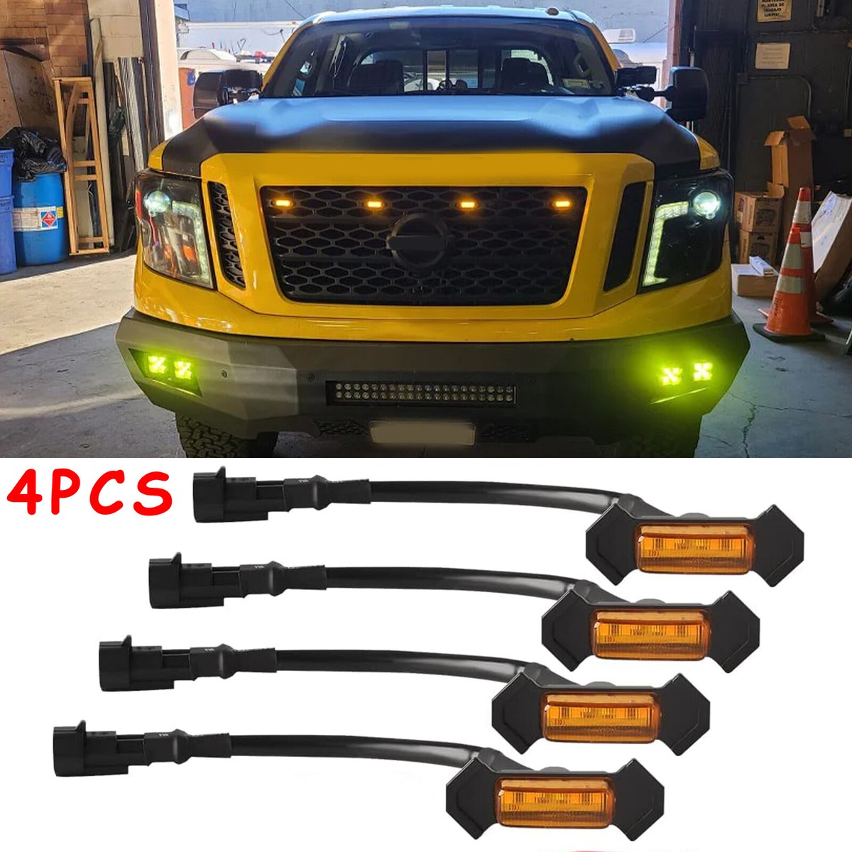 For Nissan Titan XD 4x LED Grill Light Front Marker Decor Light