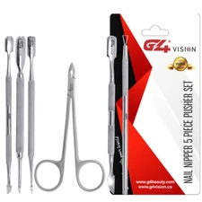 G4 Nail Nipper 5 Piece Pusher Set Cuticle Pusher Manicure Set Cuticle Remover