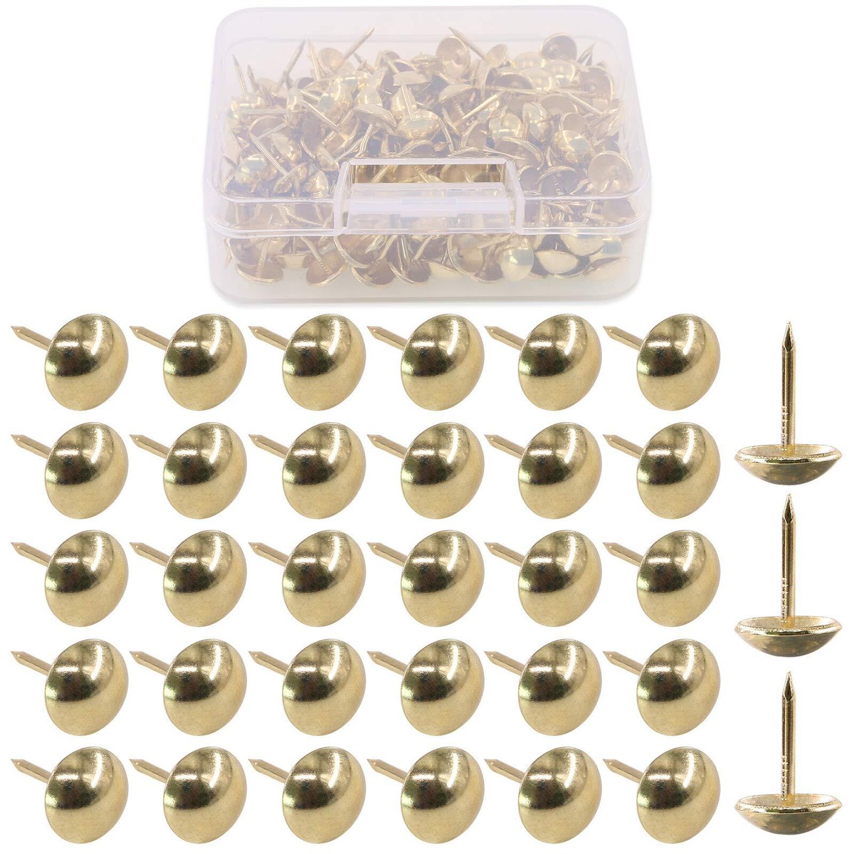 Uxcell Bronze Upholstery Tacks - 40 Pcs 7/16-Inch Round Decorative Furniture Nails For DIY Projects