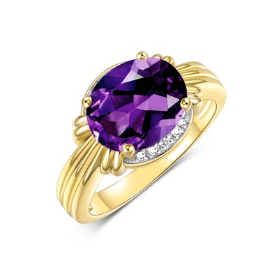 RYLOS 14K Yellow Gold Ring 12x10mm Gemstone & Diamonds, Jewelry, Sizes 5-14