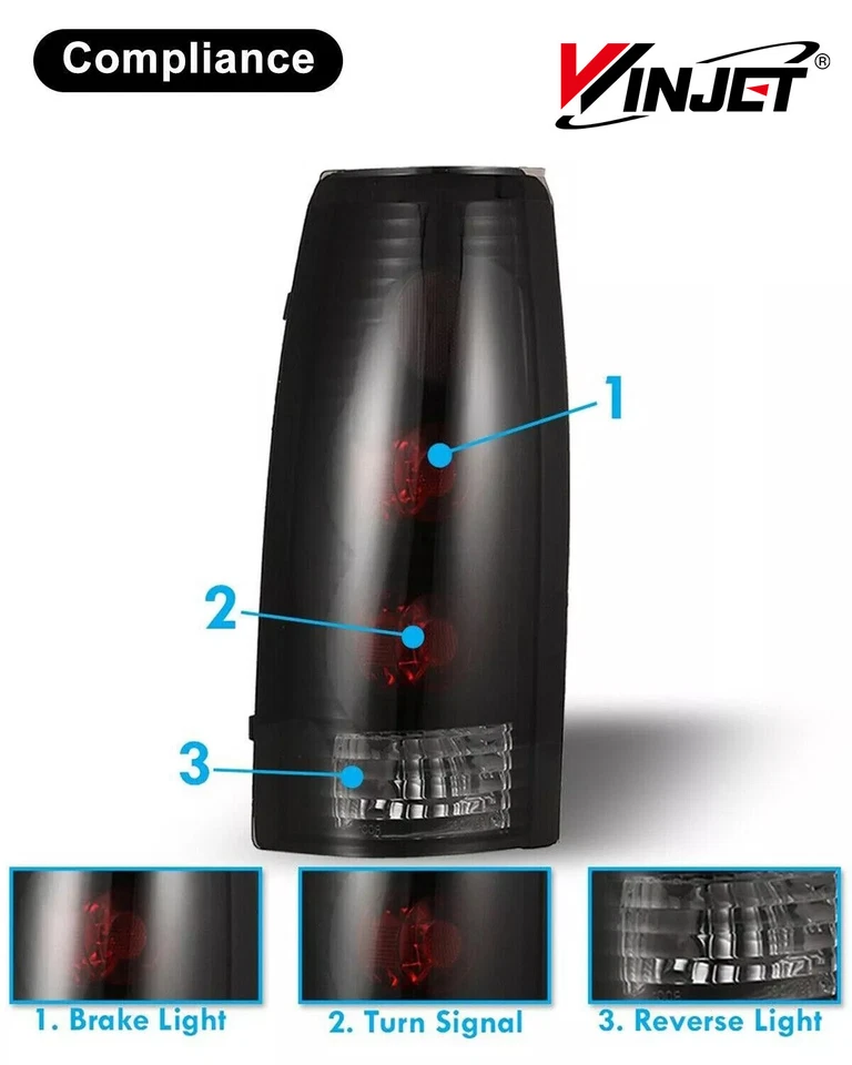 Luces traseras de freno Black Smoke para Chevy GMC C/K 1500 2500 3500 1988-1998 Foto 4 de 4