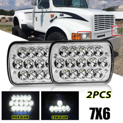 2PCS 5x7'' 7x6'' Rectangle LED Headlights Hi-Lo Beam For International Harvester