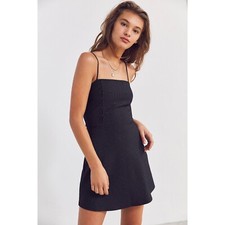 UO Silence + Noise Black Pin Stripe Skater Dress