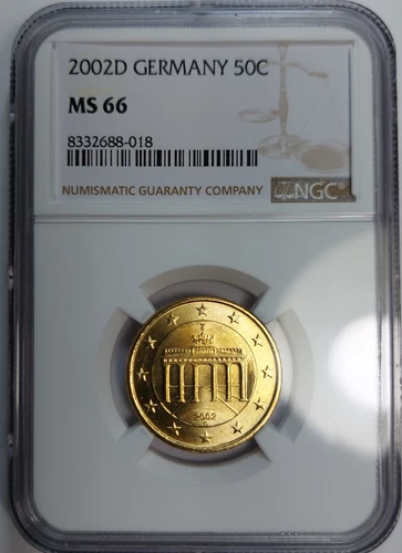 2002 D NGC MS66 GERMANY 50C - Brandenburg Gate