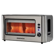 Daewoo 2-Slice Long Slot Toaster Stainless Steel Glass WIndow Defrost Reheat