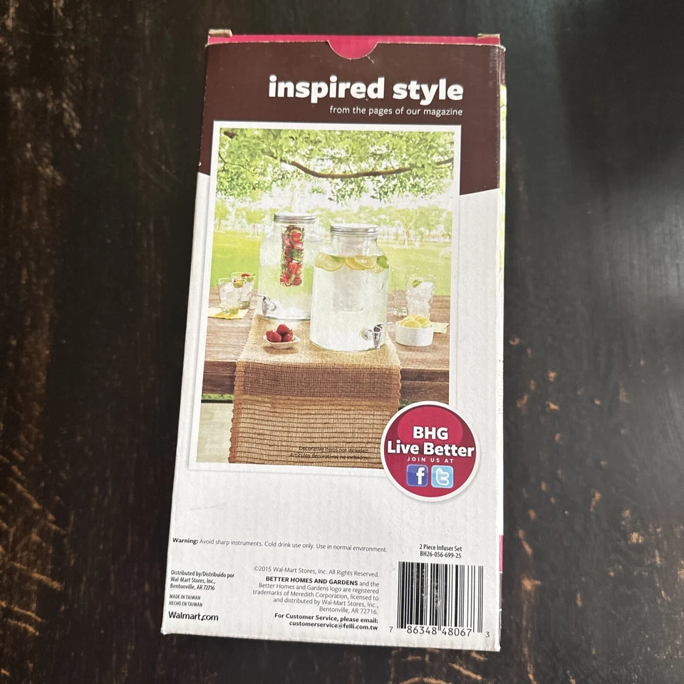 Better Homes and Gardens 2 Piece Beverage Dispenser Infuser Set  BH26-056-699-25 - Image 2 of 2