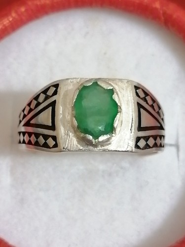 Atemberaubender natürlicher grüner Smaragd Ring Herren Sterlingsilber 925 Ring beste Geschenkidee - Bild 1 von 11