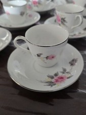 Child tea set vintage 1950 platinum rose china