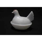Vintage Milk Glass Hen on a Nest Dish Covered Trinket