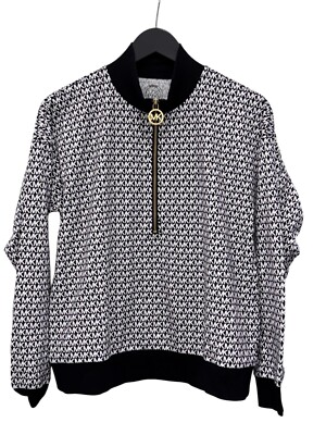 Michael Kors Women's Monogram Logo Lightweight 1/2 Zip LS Top - BRAND NEW W/TAG