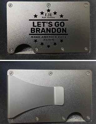 CUSTOM ''LET'S GO BRANDON - FJB'' ENGRAVED SLIM MINIMALIST WALLET - BLACK METAL