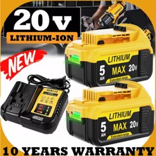 For DeWalt 20V 20 Volt Max 5.0AH Lithium Ion Battery / Charger DCB206-2 DCB200-2
