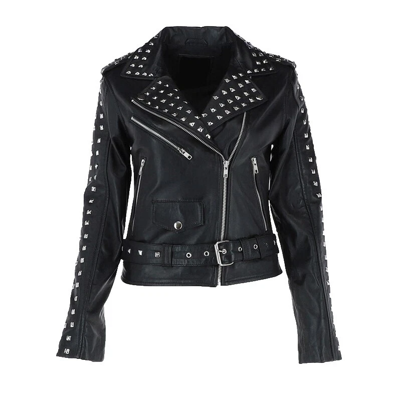 Chaqueta de la motocicleta negro Punk abrigos, chaquetas y chalecos para Mujeres