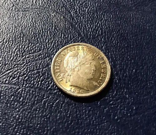 1916 US Barber Silver Dime, Toned, Choice BU