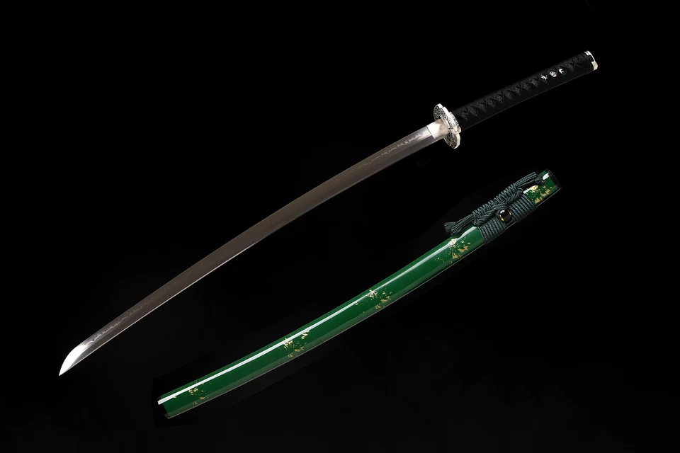 Pulido T10 Acero Arcilla Templada Katana Espada Real Navaja Afilada Full Tang Verde Foto 2 de 4