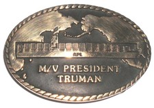 M/V President Truman - 1991 Solid Brass Belt Buckle - APL Motor Vessel