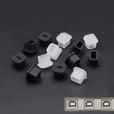 Black Clear USB-B Female Anti Cover Protector Plug Stopper Covers Dust Plug Port