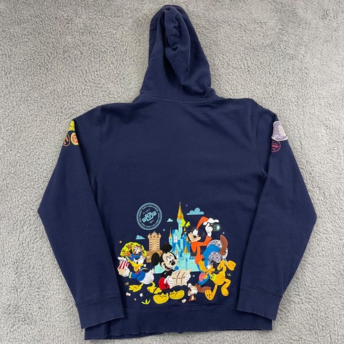 Disney Parks Sweatshirt Kids XL Blue Mickey Mouse Disneyland Zip Pocket Hoodie - Picture 8 of 12