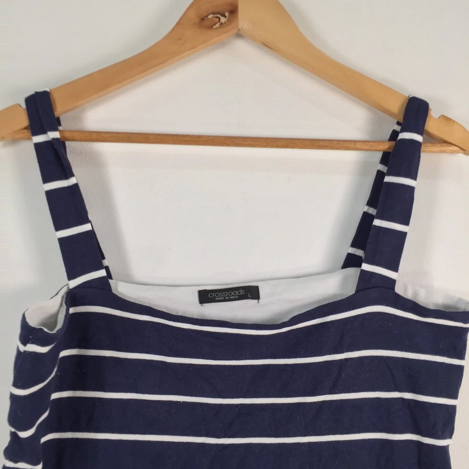 Crossroads Mujer Cami Camiseta sin Mangas Talla L Azul Marino Rayas Sin Mangas Stretc042783 Foto 2 de 4