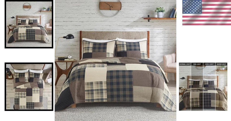 Winter Hills Reversible Quilt Set - Cozy Oversized King for -Round Elegance - Image 2 of 4