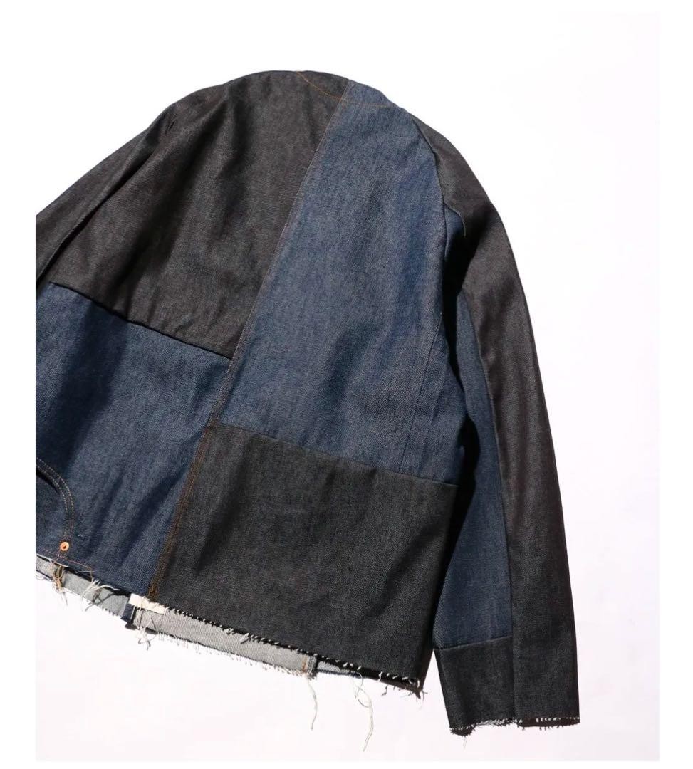 Thrifty Look Upcycled Engineer Jacket Patchwork D… - image 3