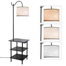 Floor Lamp with 3-Tier Shelves, USB Charging Port  3 Color Temp LED Bulb