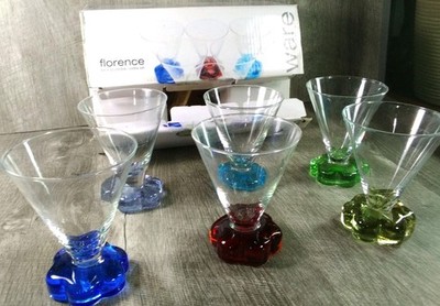 Circleware Cordial-Vodka Set Six 4 Oz. New Open Box Multi Color
