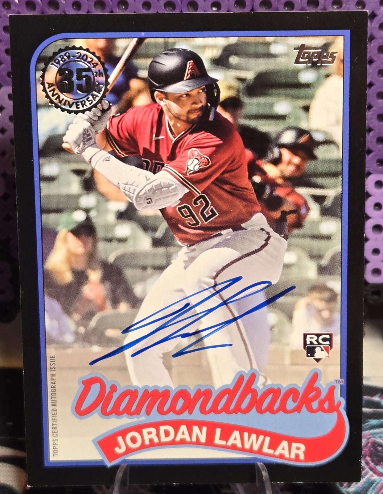 2024 Topps 1989 Jordan Lawlar Autograph RC #89BA-JLA /199 AZ Diamondbacks Auto