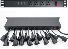 20-Outlet Rack Mount PDU with USB Ports  6-Foot Cord, 15A Overload Switch