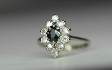 Bague marguerite or saphir et