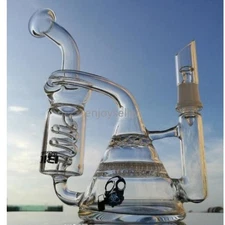 9.8"Honeycomb bong Glass Water pipe Smoking Recycler rig with 14MM nail add logo