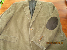 Lauren Ralph Lauren Corduroy Sport Coat Blazer 48R Tan Elbow Patch Paisley Lined