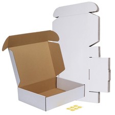 12x9x3 Shipping Boxes Set of 6, White Corrugated Cardboard Box for Packing, M...