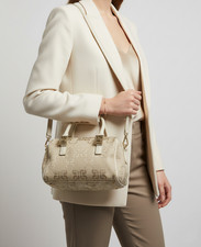 Borsa a tracolla piccola Coccinelle donna beige tela pelle Italia