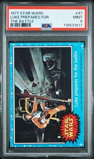 1977 TOPPS STAR WARS LUKE PREPARES FOR THE BATTLE #47 PSA 9