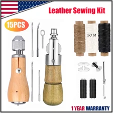 Leather Sewing Kit With Speedy Hand Stitcher Sewing Awl Waxed Thread Repair Tool
