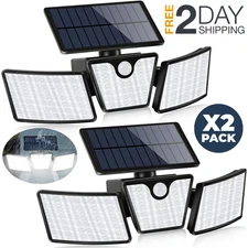 2 Lamparas Solares LED Luces Para Exterior Patio Jardin Con Sensor De Movimiento