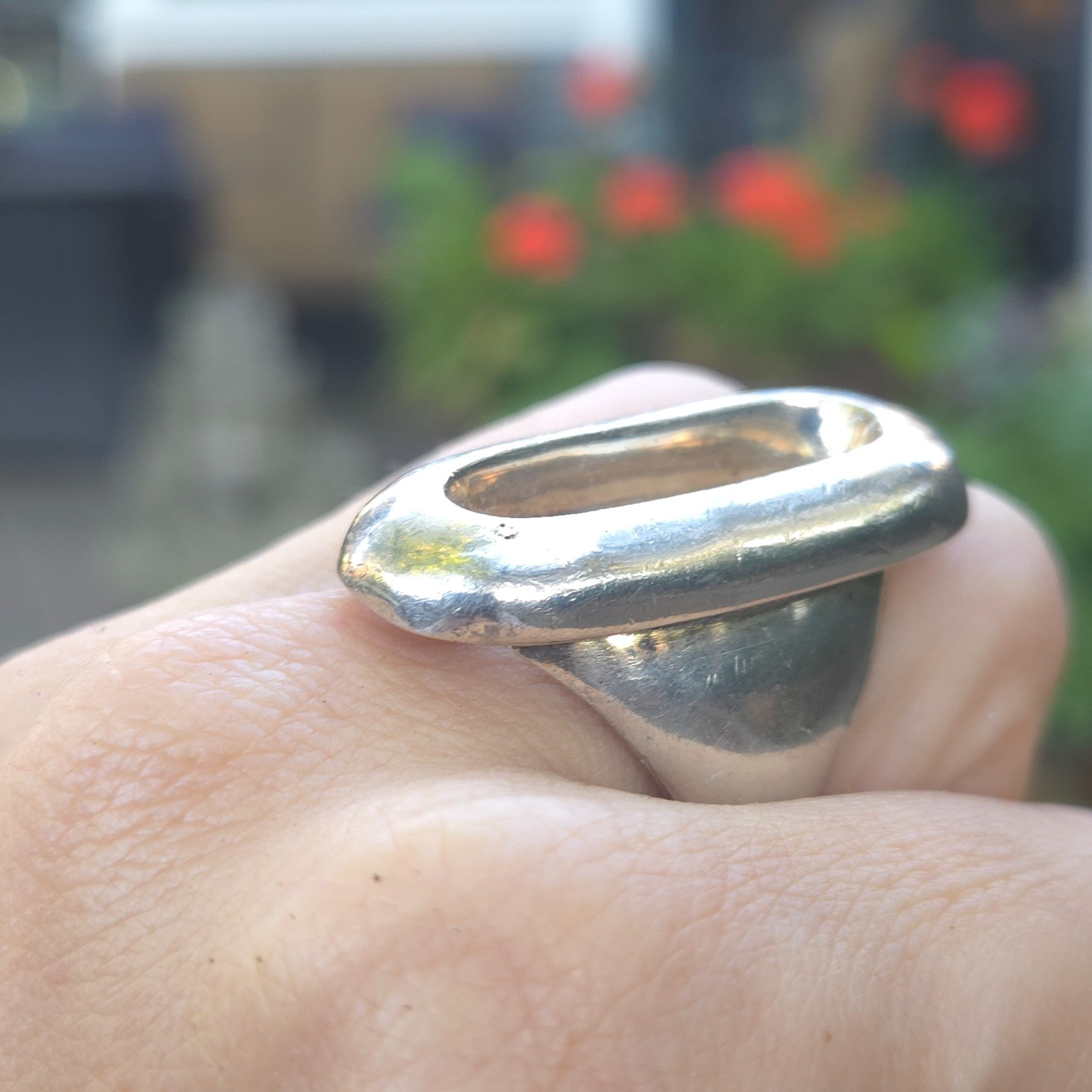 Large Solid Chuncky Openwork Modern 925 Silver Ri… - image 14